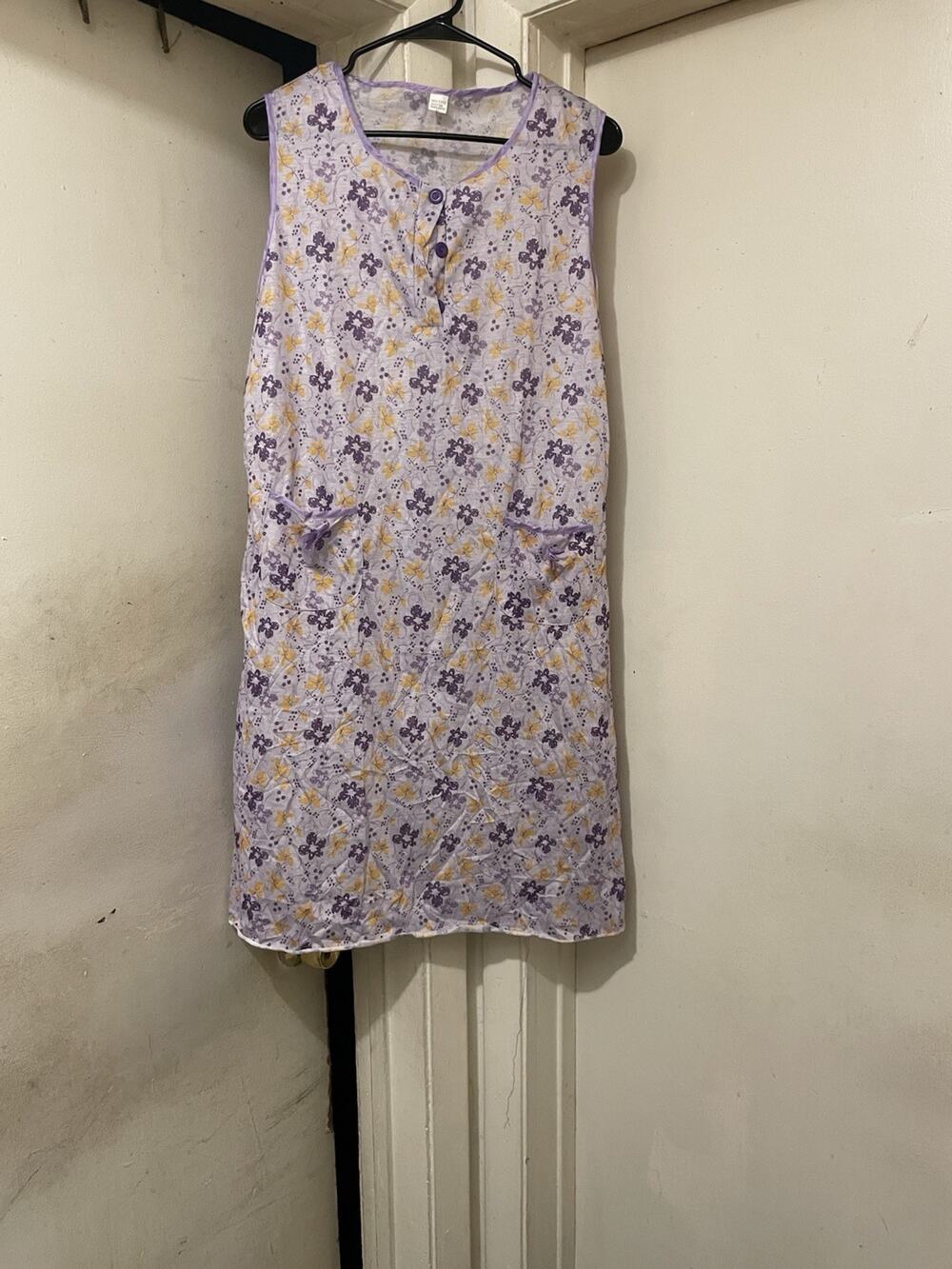 Women’s Lavender Floral Sleeveless House Dress Nightgown Lounge Dress XL